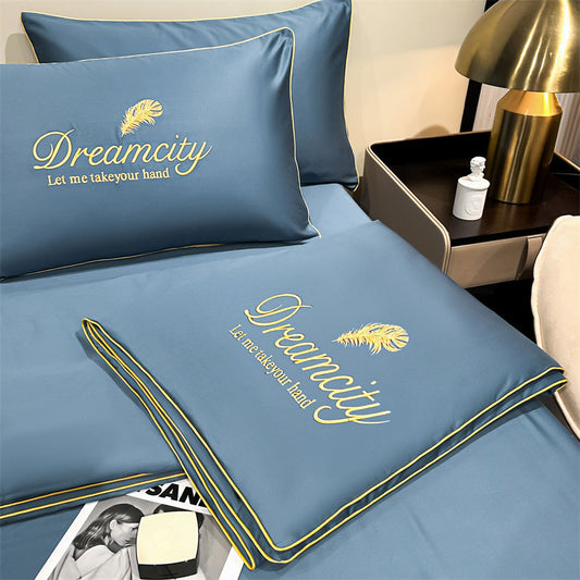 Bedding Set Blue Silk Cooling Summer Quilt