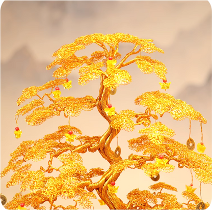 Golden Fortune Tree (Handmade knitting)