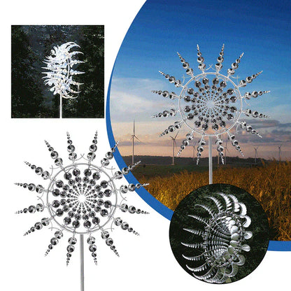 Garden Wind Spinner Sculpture in Silver Metal