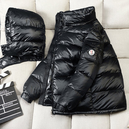 Puffer Jacket Black Glossy Down Winter Coat