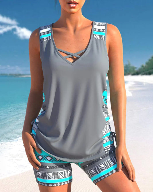 Tankini Swimwear Set with Shorts for Women