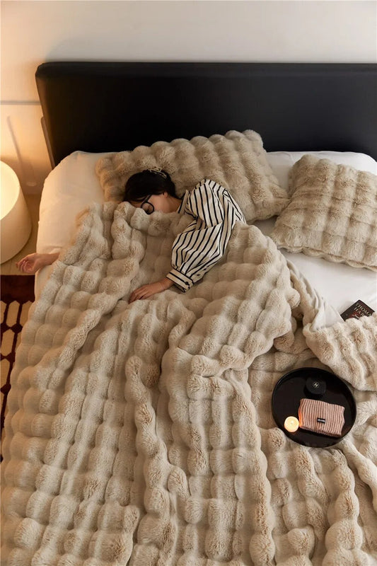 Fleece Throw Blanket for Sofa and Bed