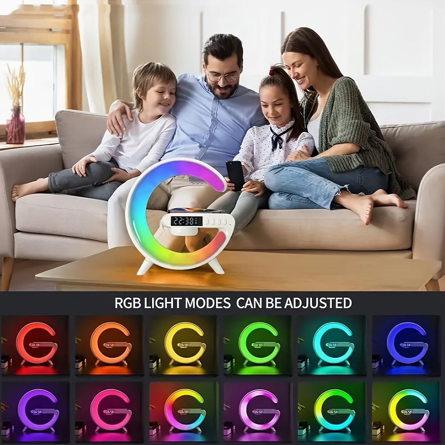Wireless Charger Lamp with Bluetooth Speaker