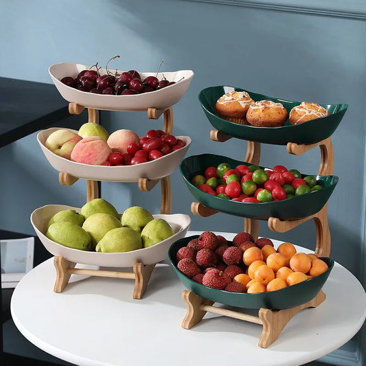 Ceramic Fruit Bowl Stand with Wooden Frame