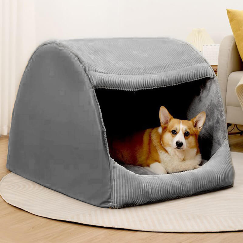 Dog Bed Warm Tent Style Flannel Enclosure