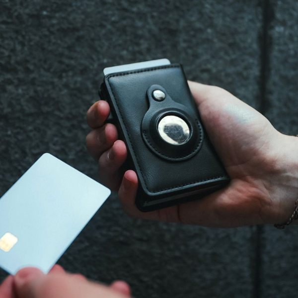 Leather Wallet with AirTag and RFID Blocker
