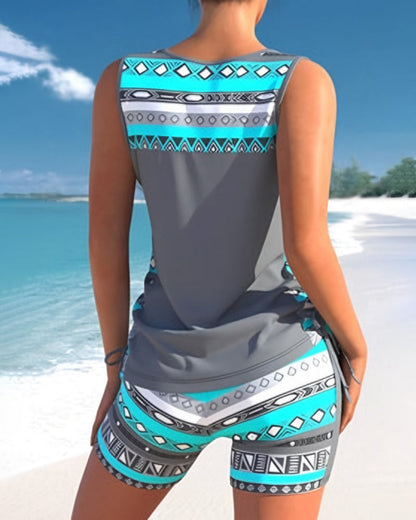 Tankini Swimwear Set with Shorts for Women