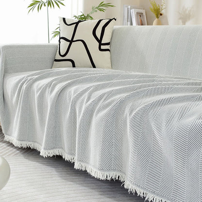 Sofa Cover Chenille Throw with Fringe Trim