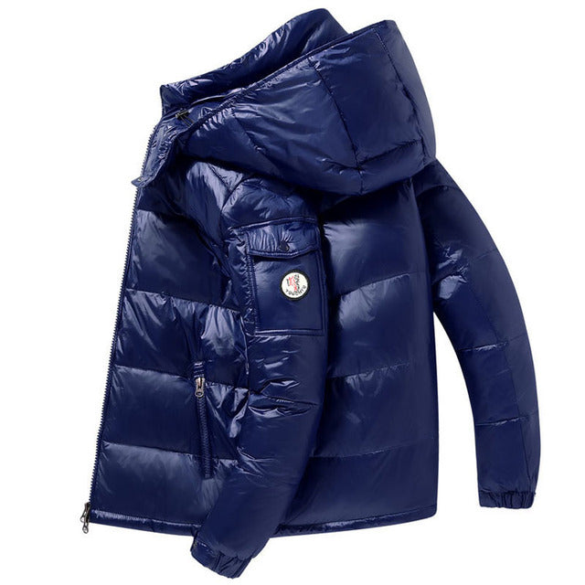 Puffer Jacket Black Glossy Down Winter Coat