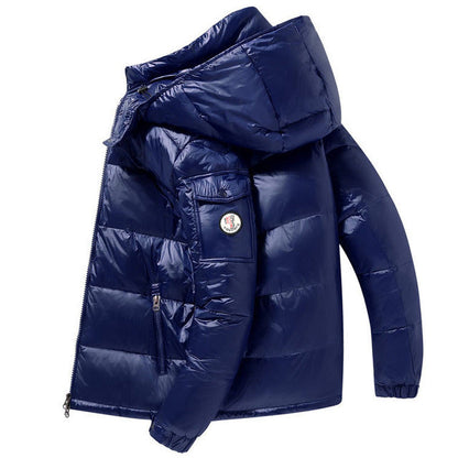 Puffer Jacket Black Glossy Down Winter Coat