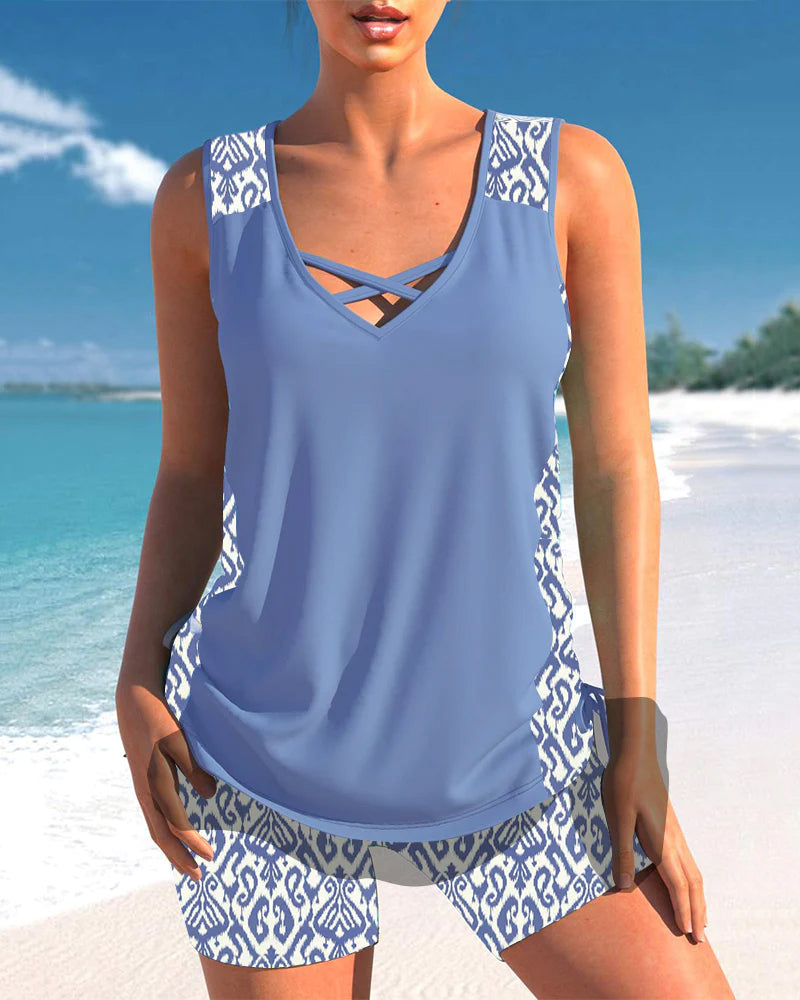 Tankini Swimwear Set with Shorts for Women