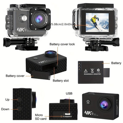 Action Camera 4K Waterproof with WiFi Control