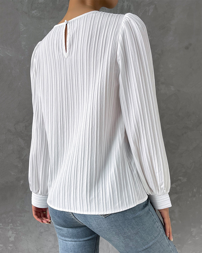 Lantern Sleeve Solid Blus