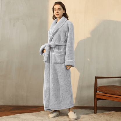Fleece Dressing Gown with Belt for Winter Warmth