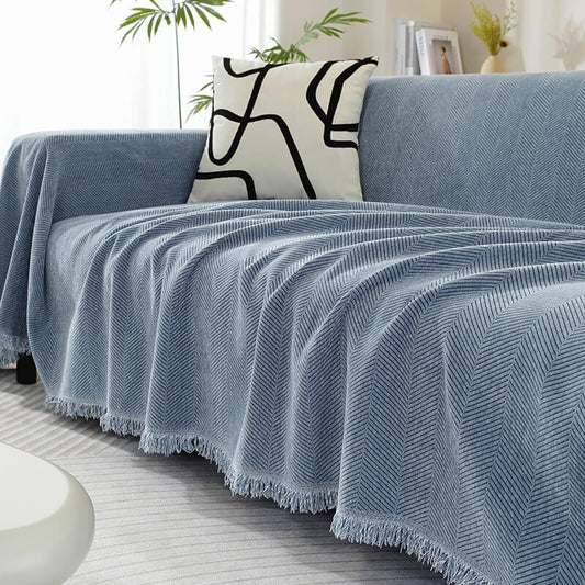 Sofa Cover Chenille Throw with Fringe Trim