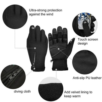 Heated Thermal Waterproof Winter Gloves Black
