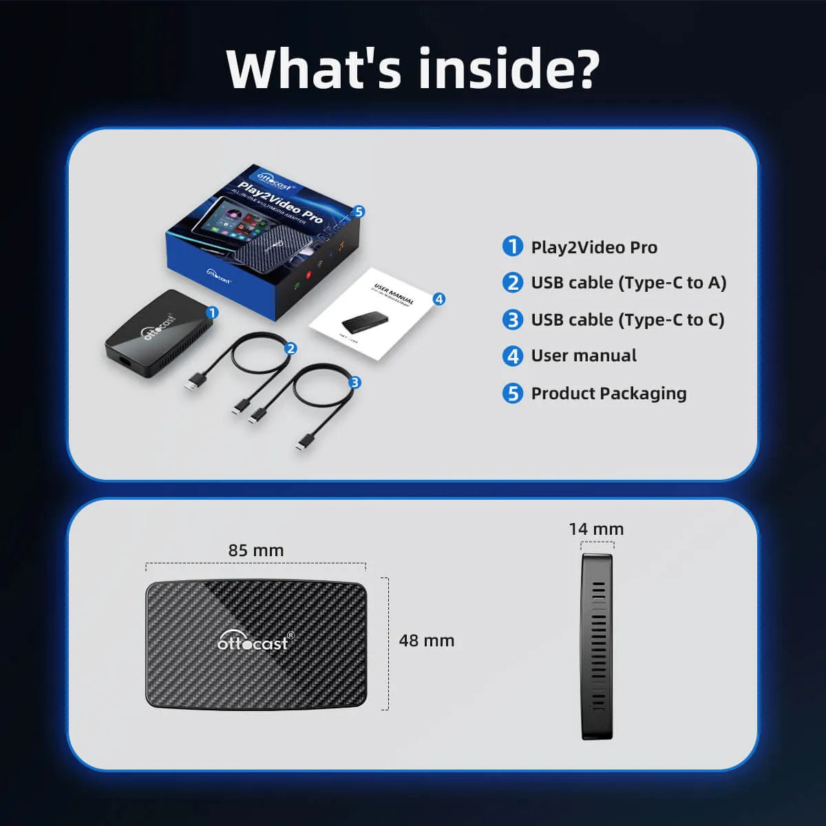 Play2Video Pro Wireless CarPlay/Android Auto Box with Netflix, YouTube, and IPTV