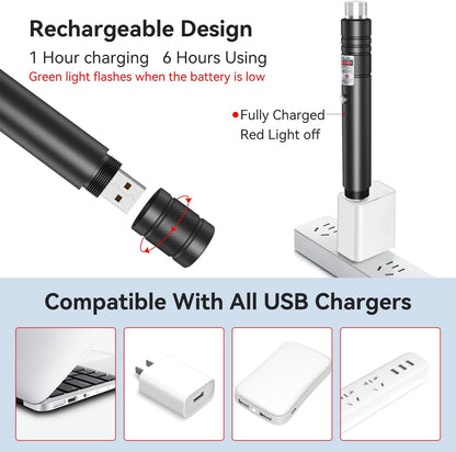 Laser Pointer Rechargeable Green Outdoor Metal Torch