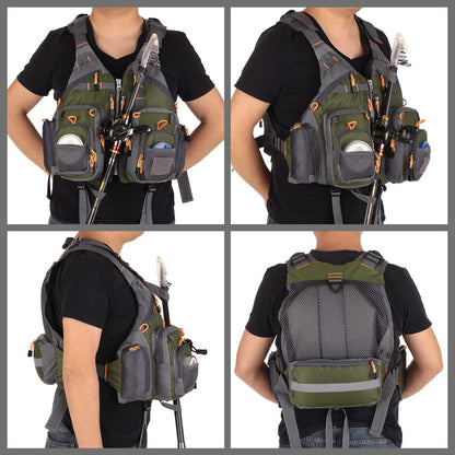 Fishing Life Vest with Multiple Storage Pockets