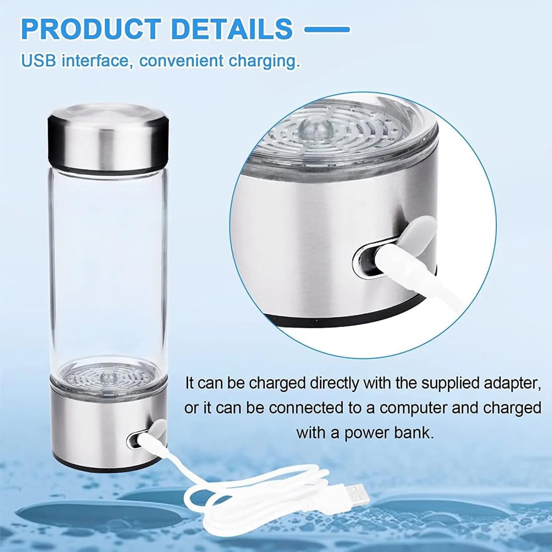 Hydrogen Water Bottle | Portable Rechargeable BPA-Free Alkaline Water