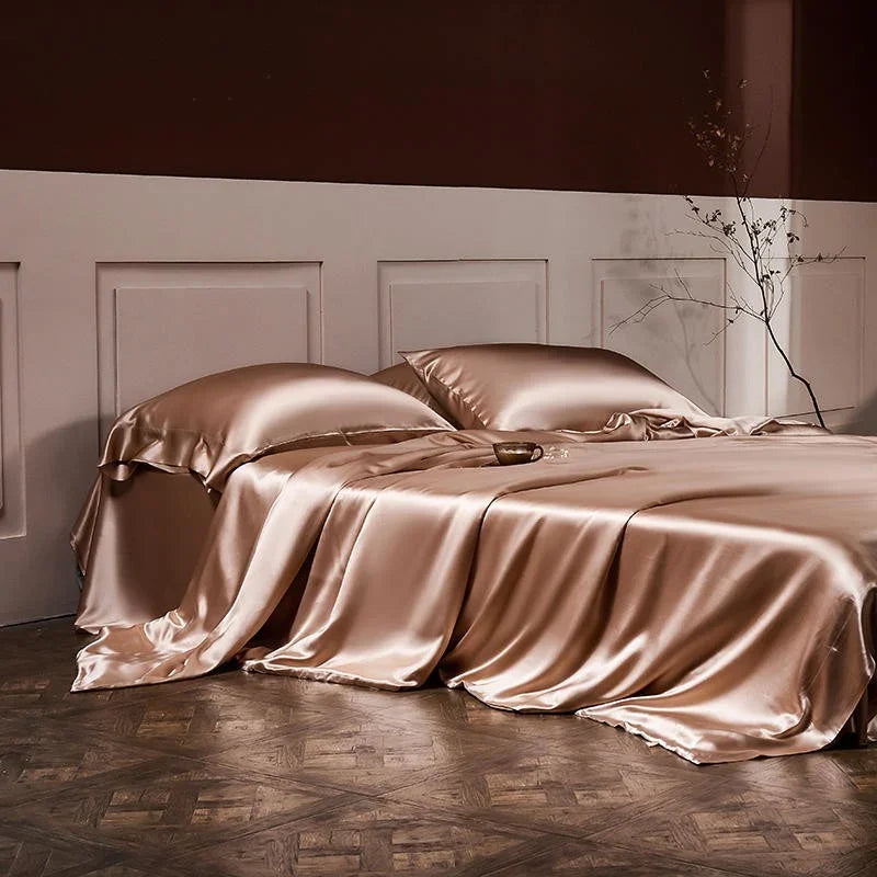 25 Momme Luxury Pure Mulberry Silk Bedding Set med 4 sängkläder