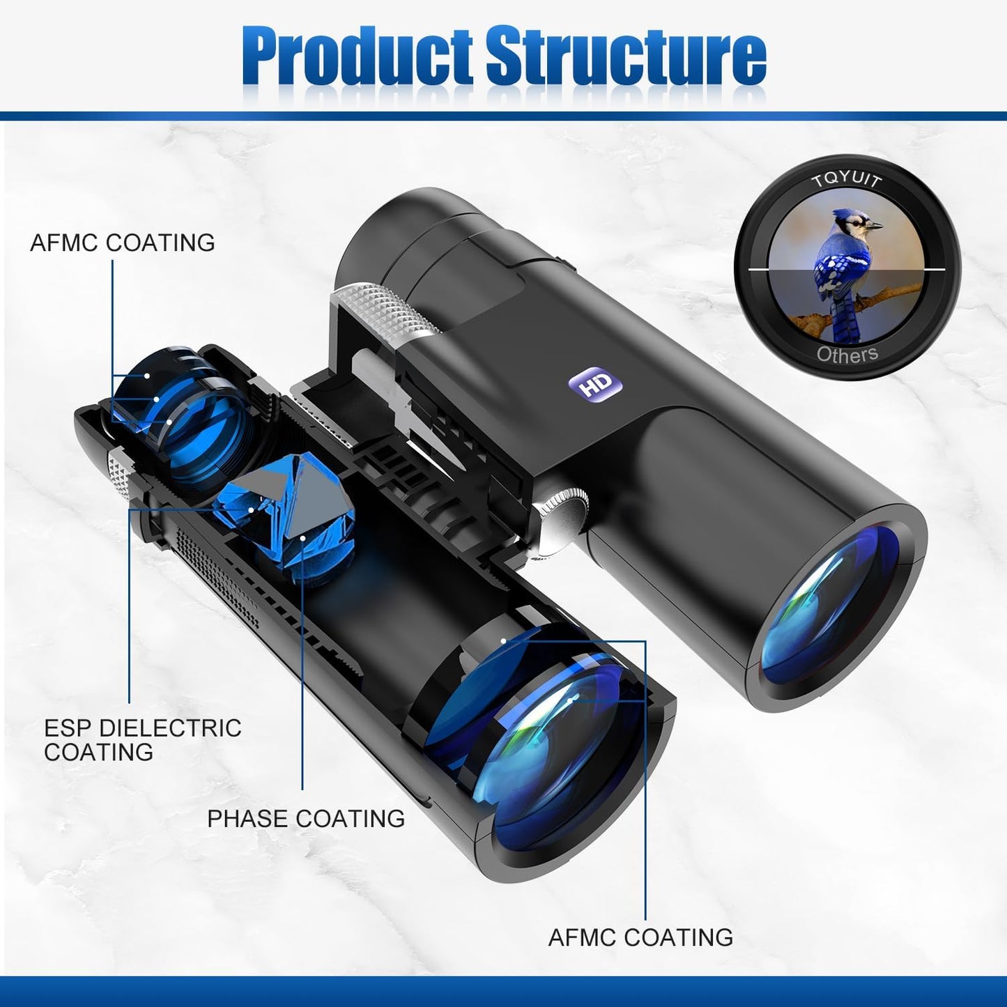 18x50 HD Binoculars for Adults with Phone Adapter & Tripod - High Power, Large View for Bird Watching, Hunting, Travel