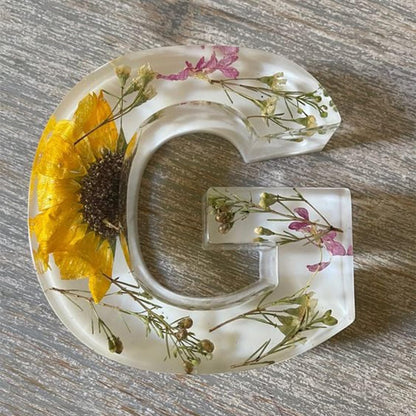Letter Resin Lamp with Dried Flowers
