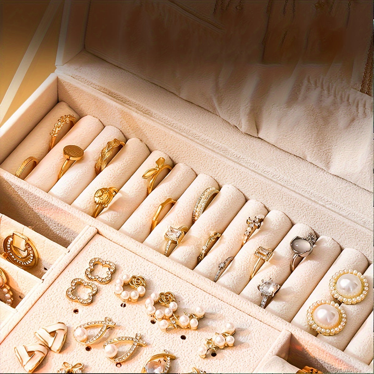 Jewelry Box Leather Organizer with Drawers
