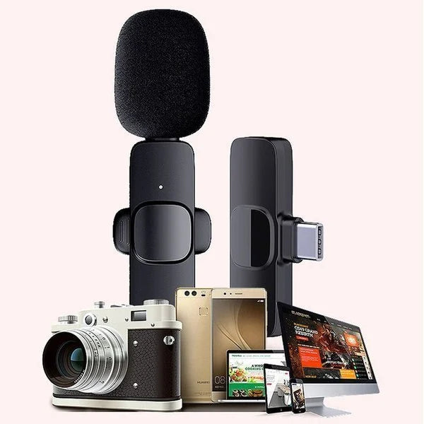Wireless Lavalier Microphone - 20m Range, Compatible with Many Devices