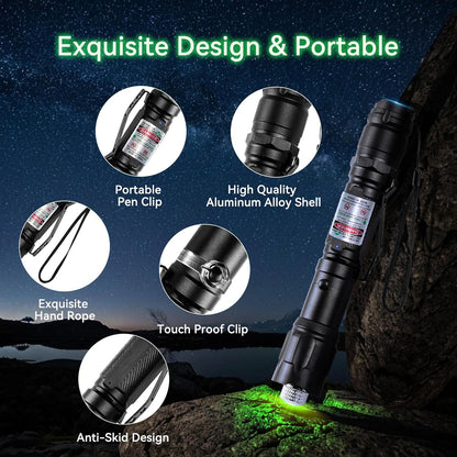 Flashlight Rechargeable Green Outdoor LED Torch