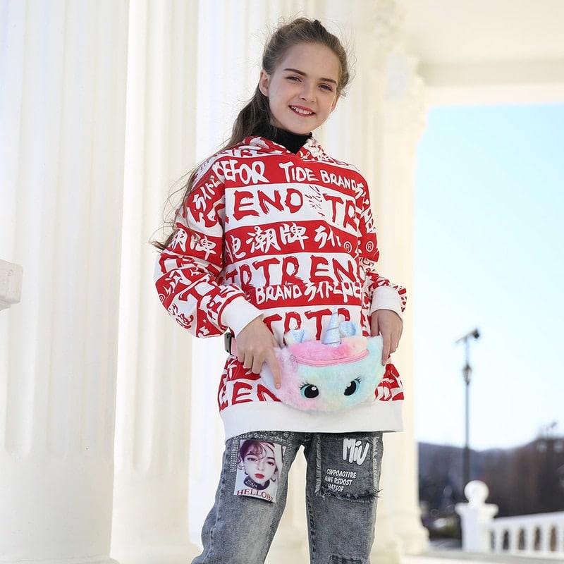 Kids Bum Bag with Plush Unicorn Design