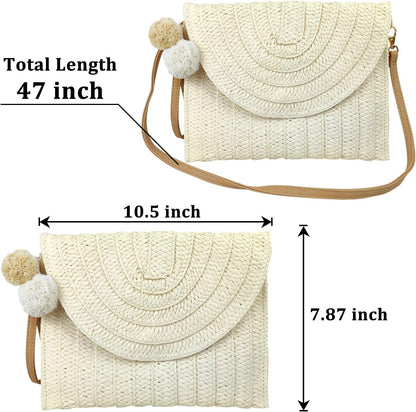 Straw Crossbody Bag Summer Woven Shoulder Purse
