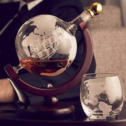 Whiskey Decanter Set with Globe Glasses