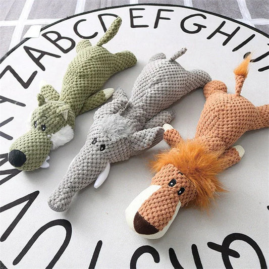 Dog Chew Toy Plush Durable Squeaky Animal