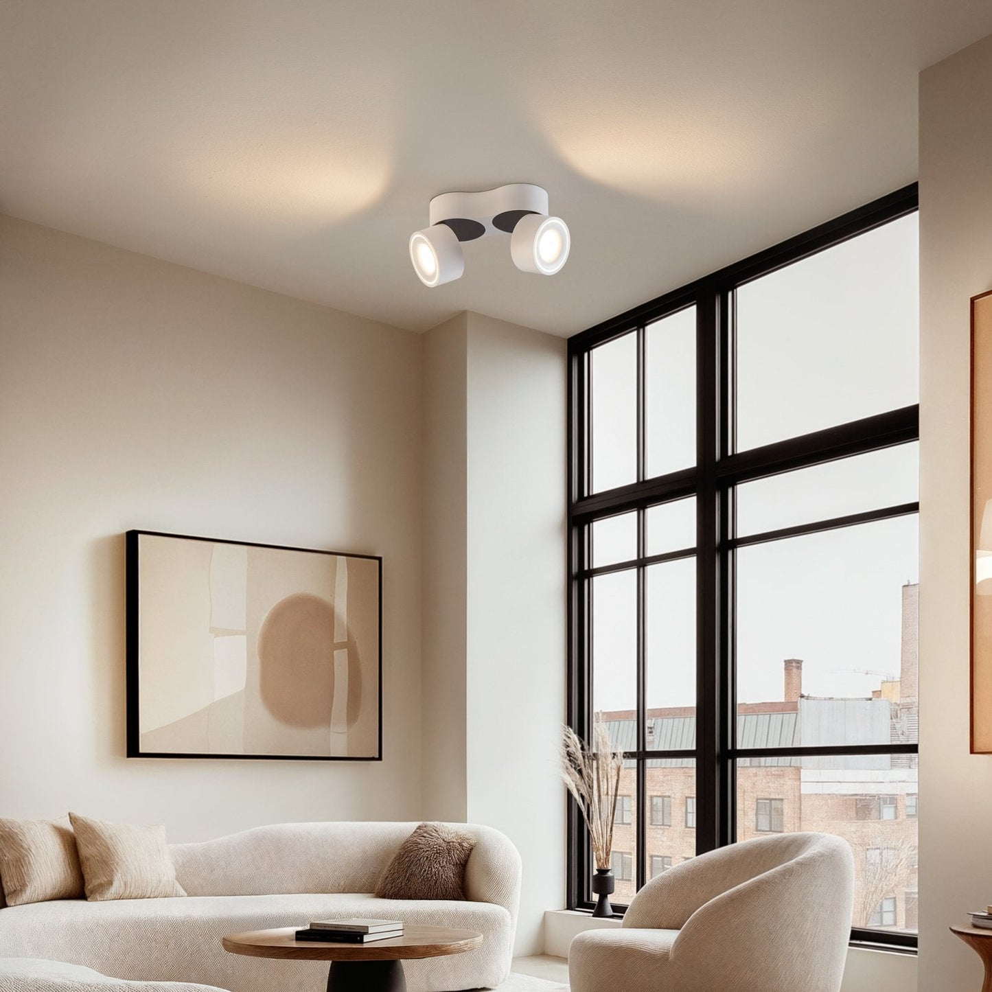 Ceiling Light with Dual Adjustable Spotlights