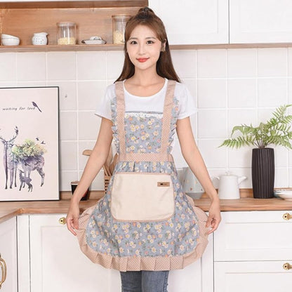 Apron Cotton Floral Waterproof Kitchen Wear