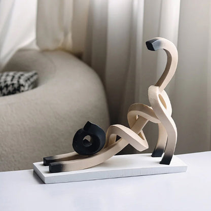Cat Sculpture Modern Abstract Resin Ornament