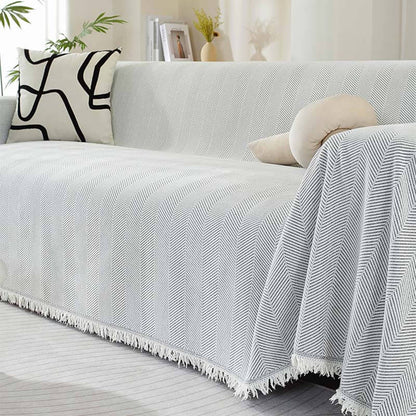 Sofa Cover Chenille Throw with Fringe Trim