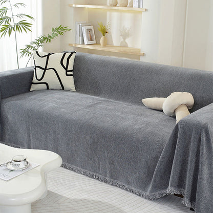 Sofa Cover Chenille Throw with Fringe Trim