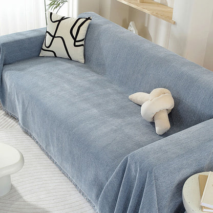 Sofa Cover Chenille Throw with Fringe Trim