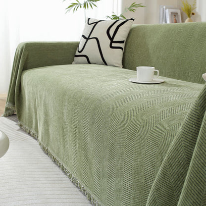 Sofa Cover Chenille Throw with Fringe Trim