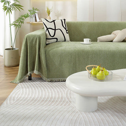 Sofa Cover Chenille Throw with Fringe Trim