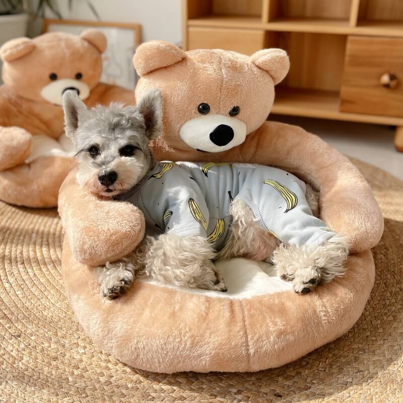 Pet Bed Plush Bear Cuddle-Style Nest