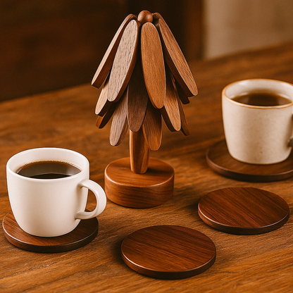 Wood Coasters Rustic Handmade Dining Set