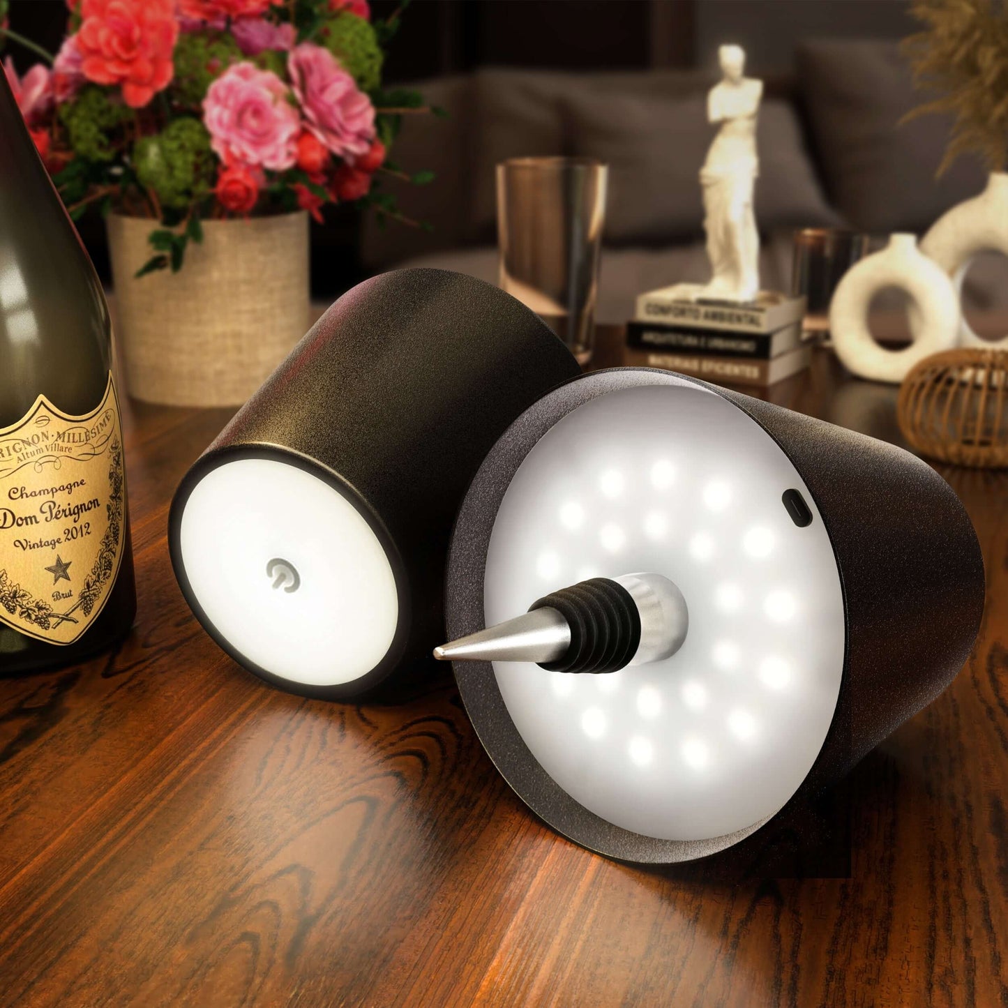 Table Lamp with Recycled Bottle Glass Base