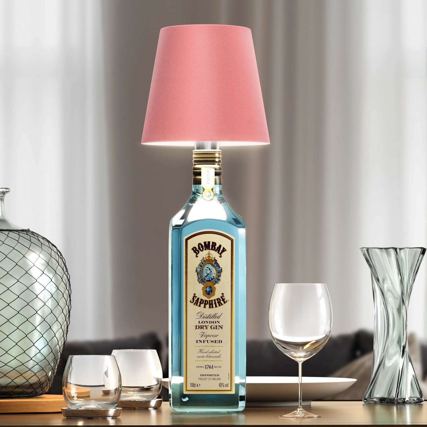 Table Lamp with Recycled Bottle Glass Base