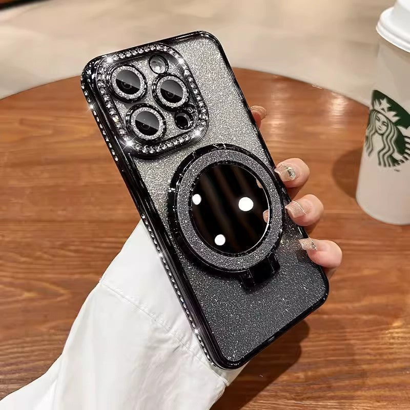 Phone Case with Mirror Magnetic Stand Glitter