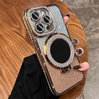 Phone Case with Mirror Magnetic Stand Glitter