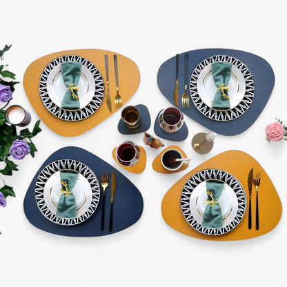 Table Mats Reversible Faux Leather Dining Set