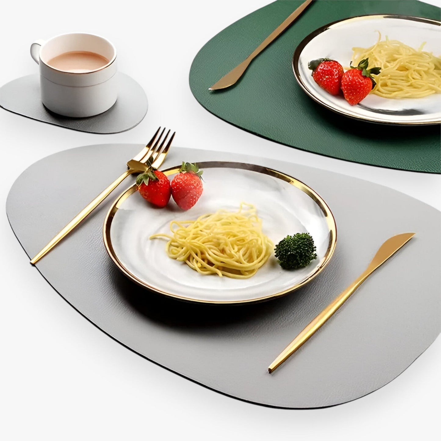 Table Mats Reversible Faux Leather Dining Set